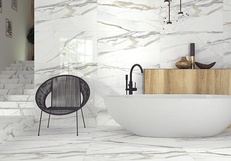 Emporio Calacatta 24x48 Polished Porcelain Tile Euro Glass