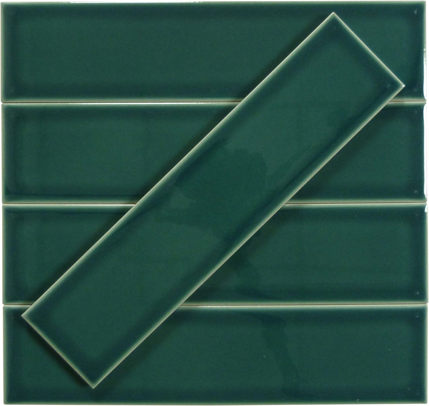 Evermore Forest Green 3x12 Glossy Porcelain Tile Euro Glass