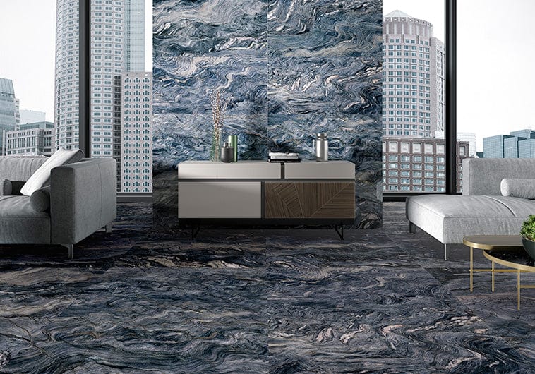 Explosion Blue 24x48 Polished Porcelain Tile Euro Glass