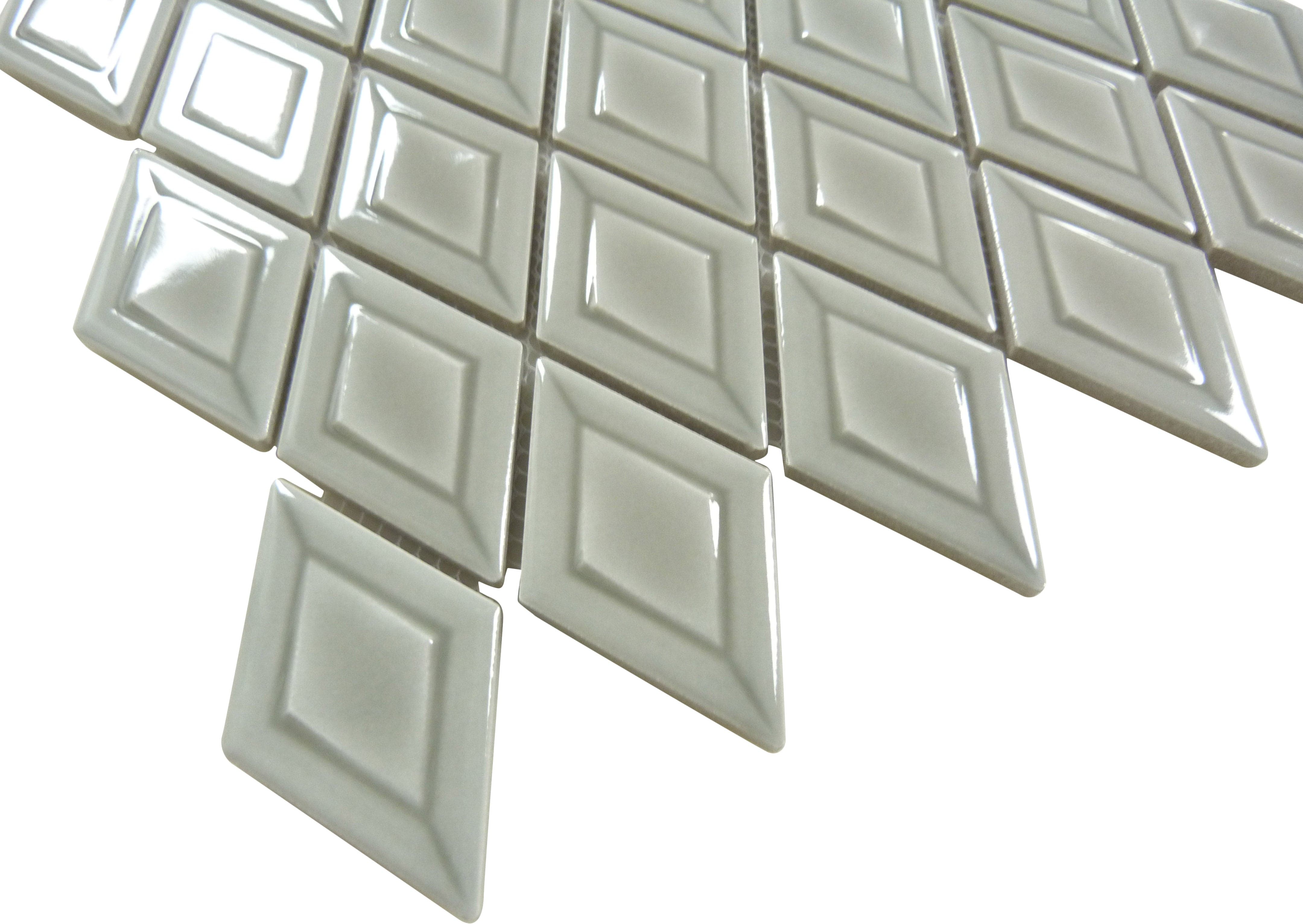 Foxer Beige Diamond 2x3 Glossy Porcelain Tile Euro Glass