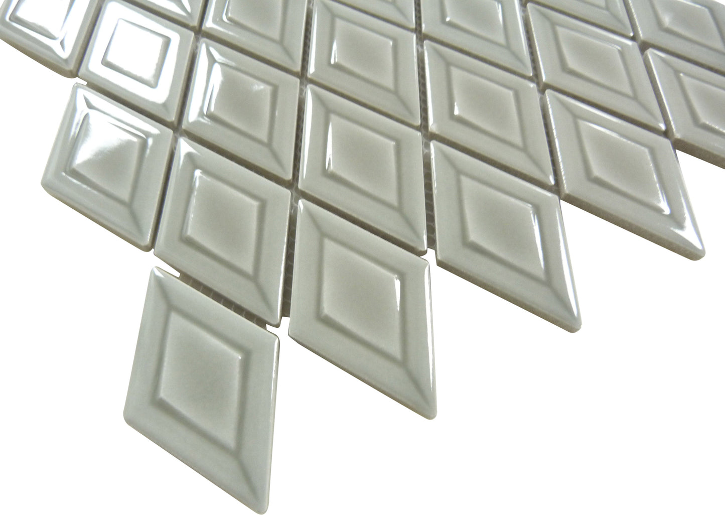 Foxer Beige Diamond 2x3 Glossy Porcelain Tile Euro Glass