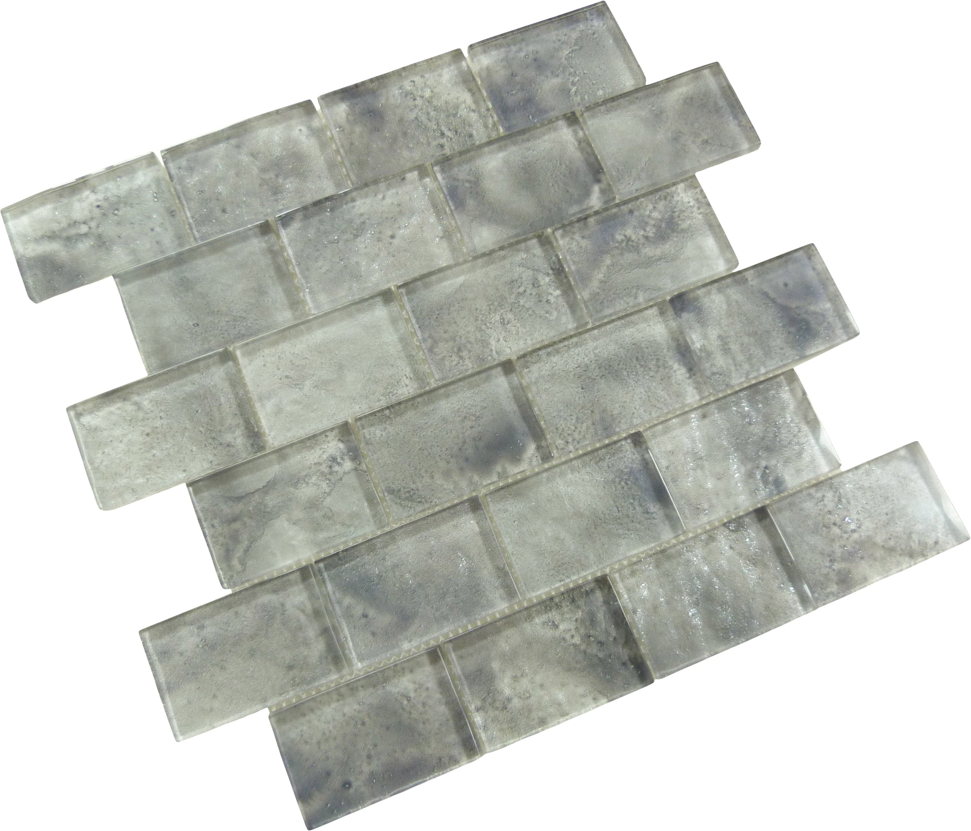 Frothy Swirls Lounge Mist Grey 2x3 Glossy Glass Tile Euro Glass