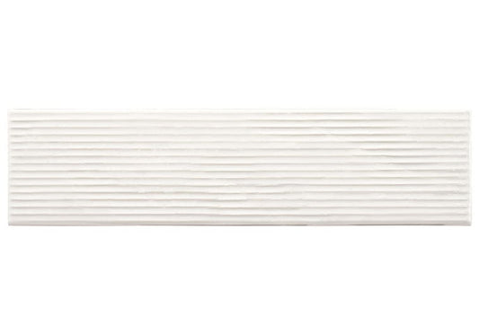Groove Swing White 3x12 Glossy Porcelain Tile Euro Glass