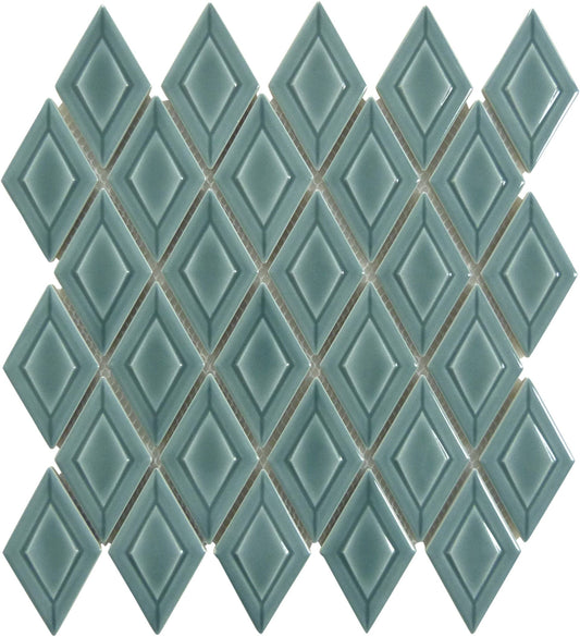 Kelpa Green Diamond 2x3 Glossy Porcelain Tile Euro Glass