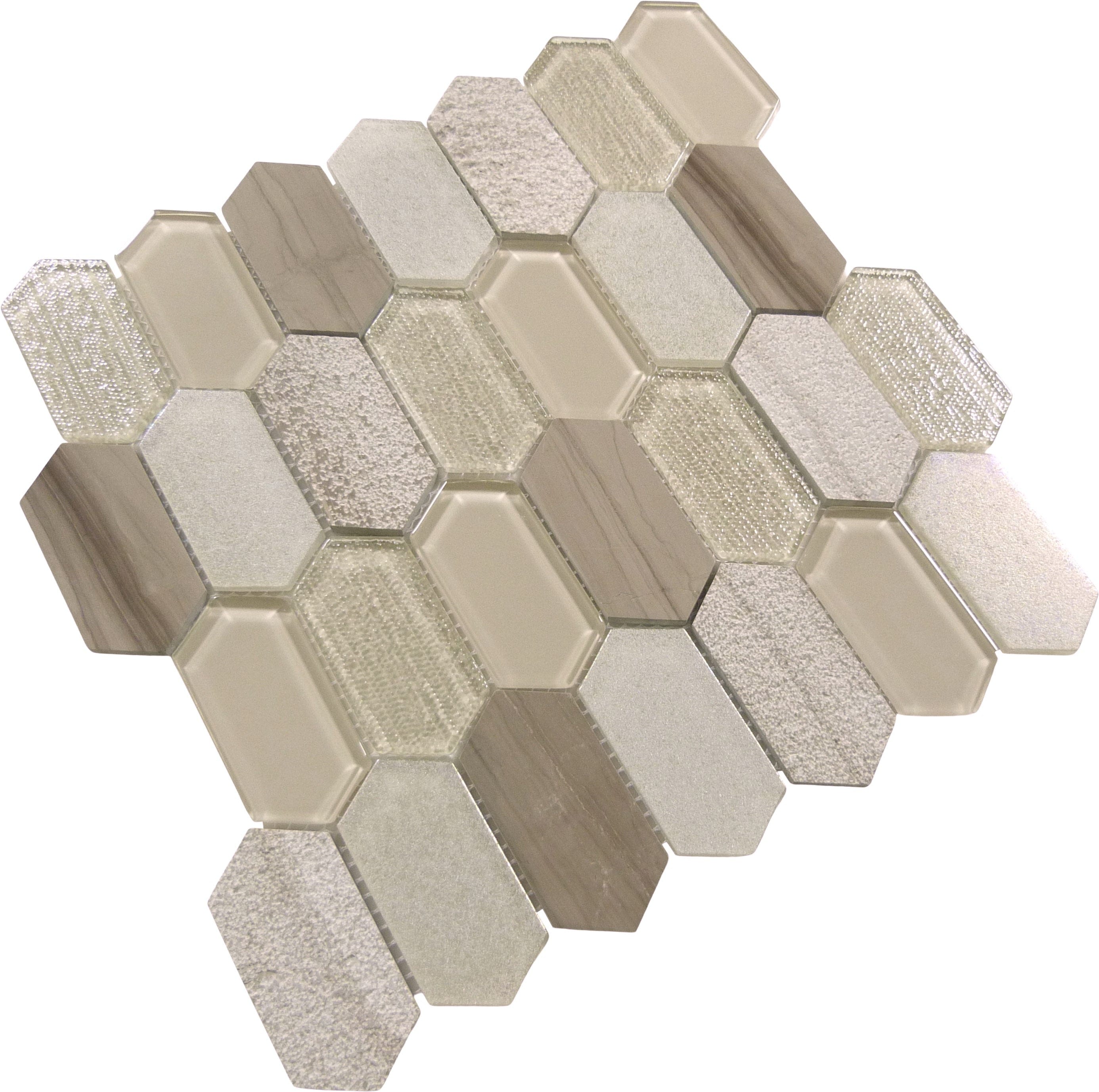 Modular Garden Parisian Park Brown Elongated Hexagon Tile Euro Glass