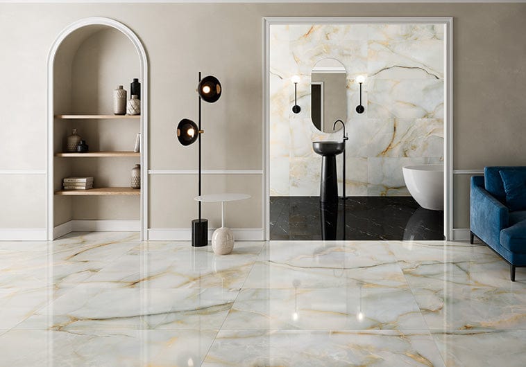 Onice Nácar Grey 24x48 Polished Porcelain Tile Euro Glass