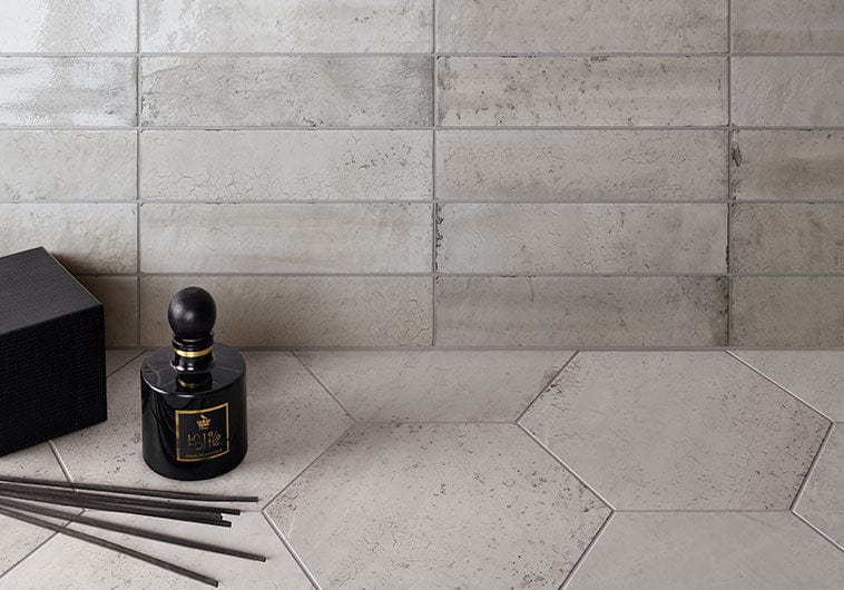 Portland Hexagon Grey 9x10 Matte Porcelain Tile Euro Glass