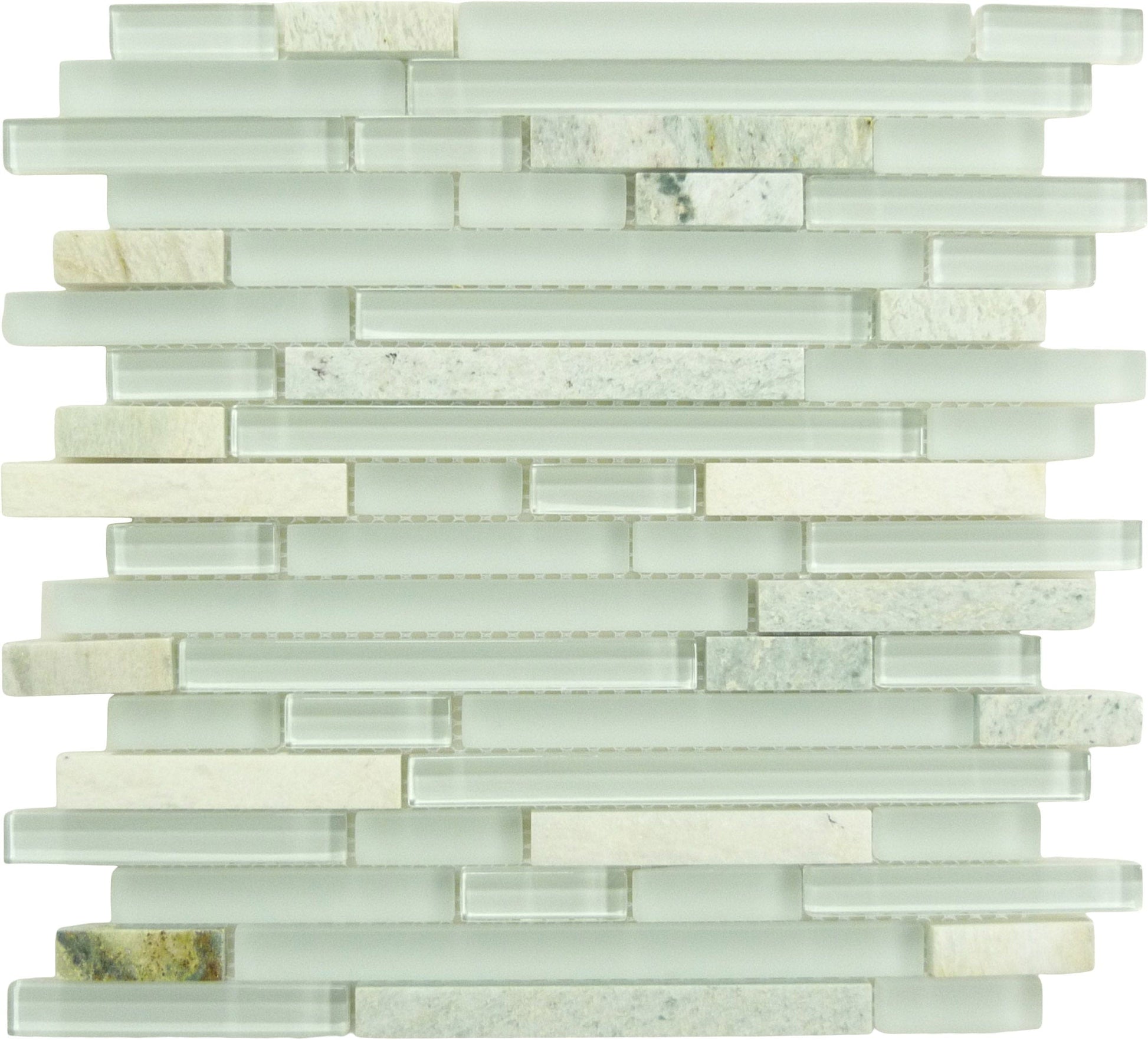 Green Opal SES02 Green Random Bricks Glass and Stone Glossy and Frosted Tile Euro Glass