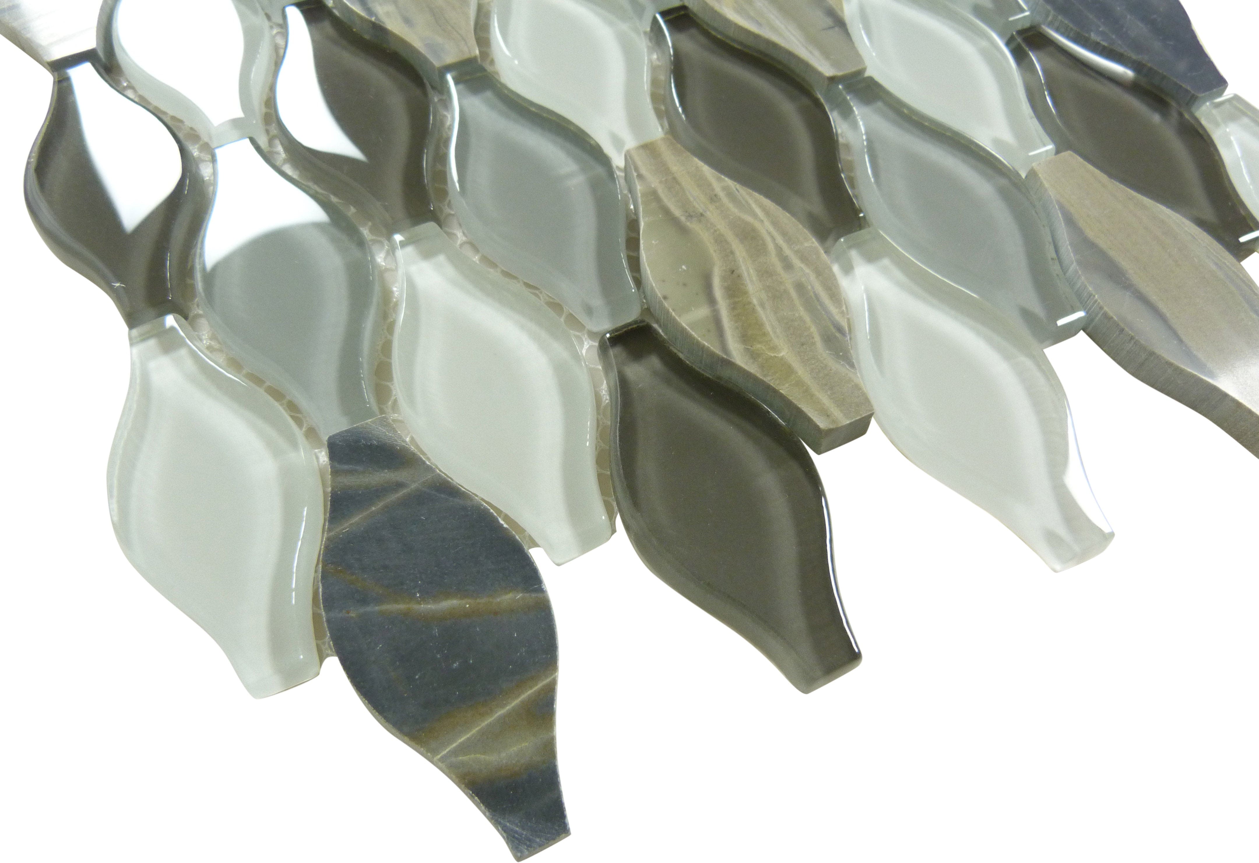 Seagull Polar Grey Glass and Stone Tile Euro Glass