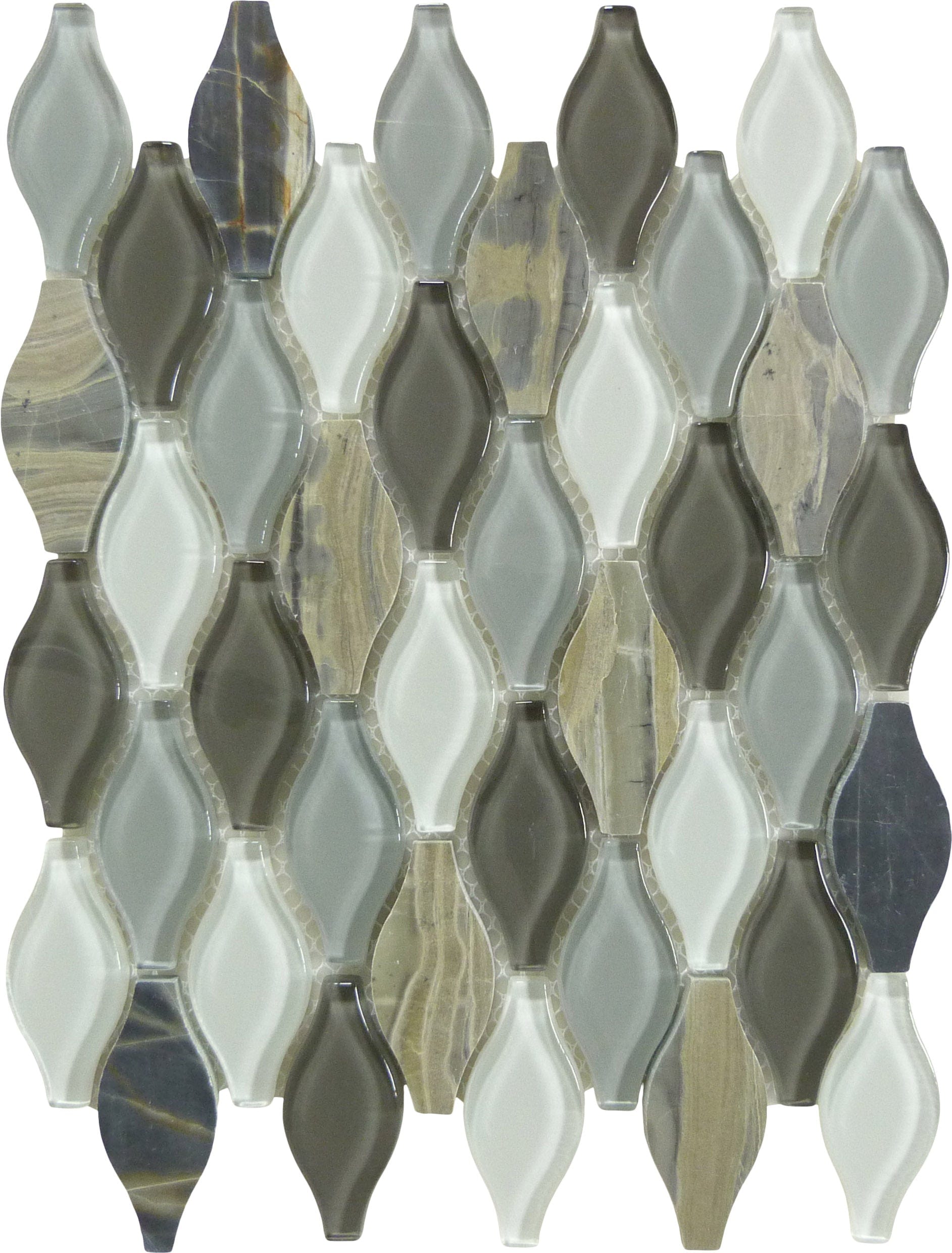 Seagull Polar Grey Glass and Stone Tile Euro Glass