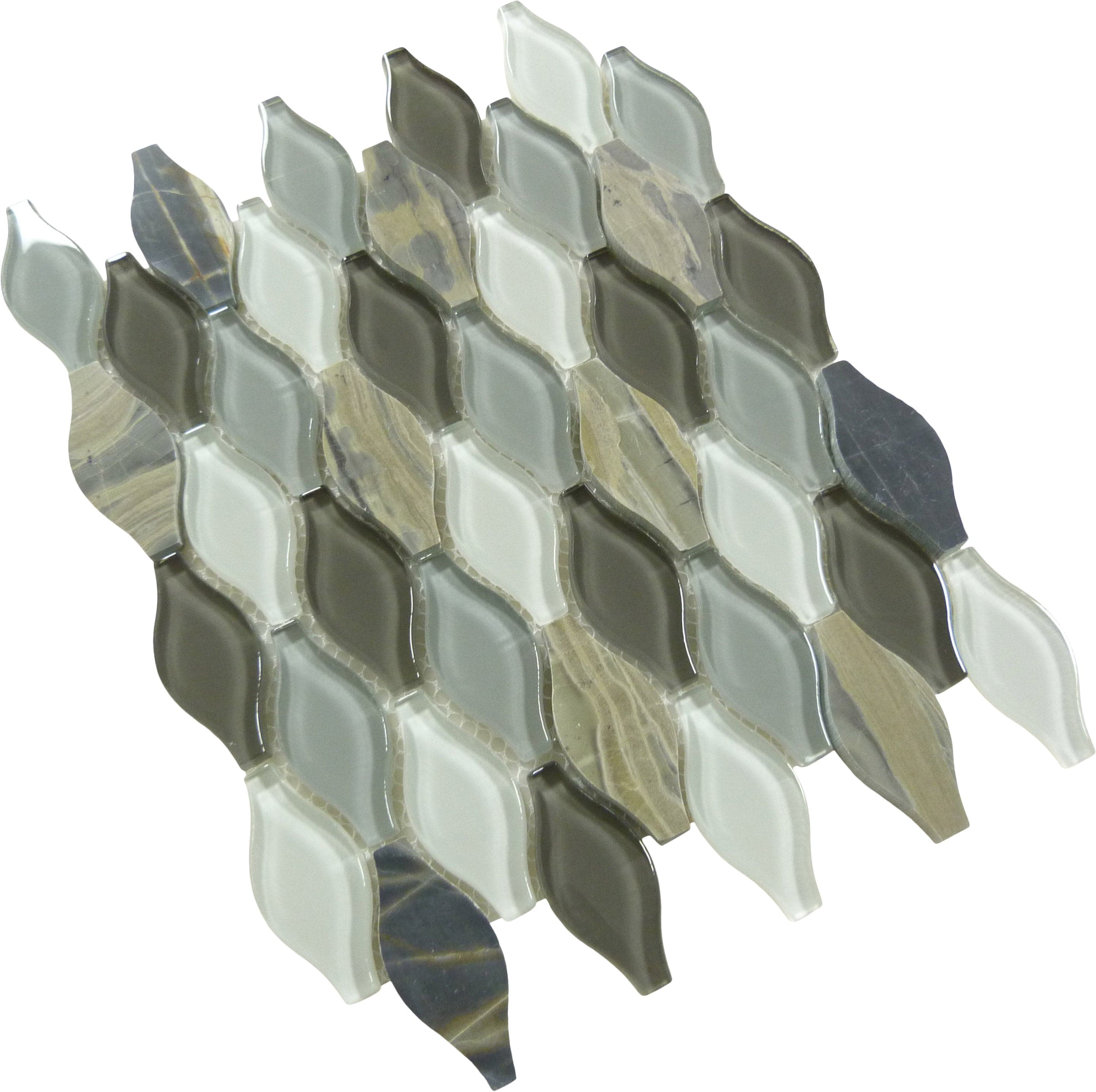 Seagull Polar Grey Glass and Stone Tile Euro Glass