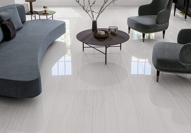 Tuscany White 24x48 Polished Porcelain Tile Euro Glass