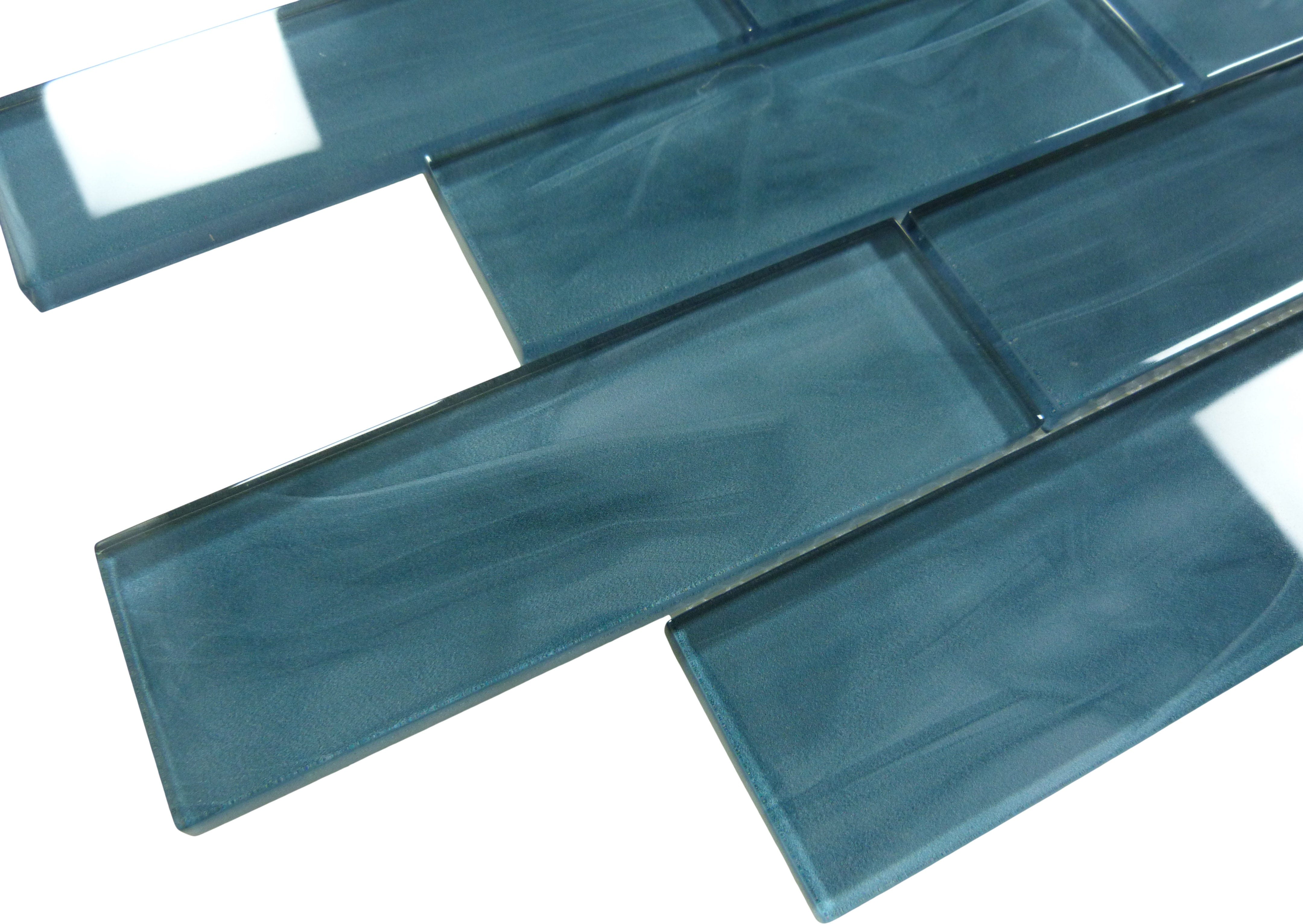 Victorian Icon Neo Teal Green 2x6 Glossy Glass Tile Euro Glass