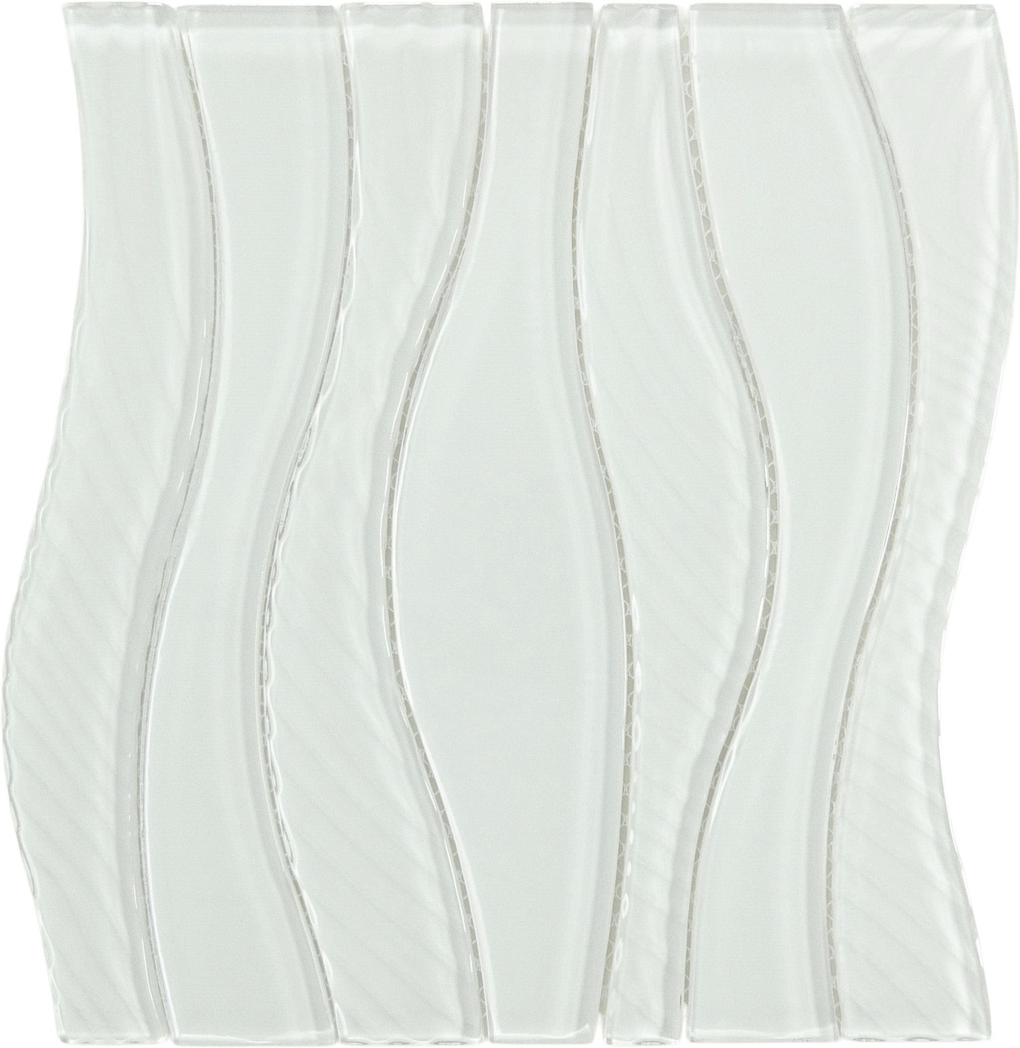 White Rose Waterfall Wave Glossy Glass Tile Euro Glass