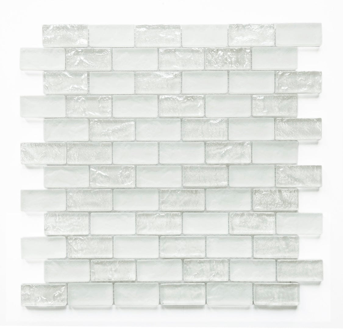 Crystal Soho White 1x2 Glass Tile Fusion