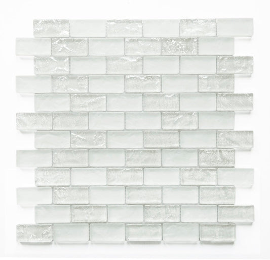 Crystal Soho White 1x2 Glass Tile Fusion