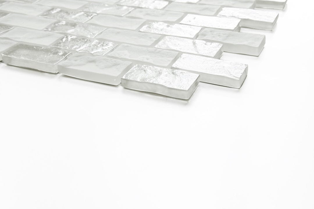 Crystal Soho White 1x2 Glass Tile Fusion