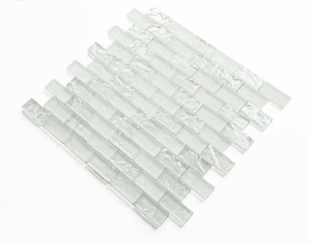 Crystal Soho White 1x2 Glass Tile Fusion