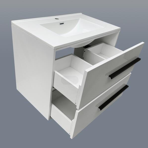 Cecelia 30" White Wall Mount Single Sink Vanity with Cultured Marble Vanity Top Horizon Tile