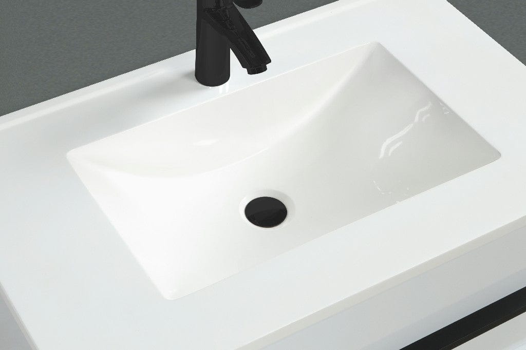 Cecelia 30" White Wall Mount Single Sink Vanity with Cultured Marble Vanity Top Horizon Tile