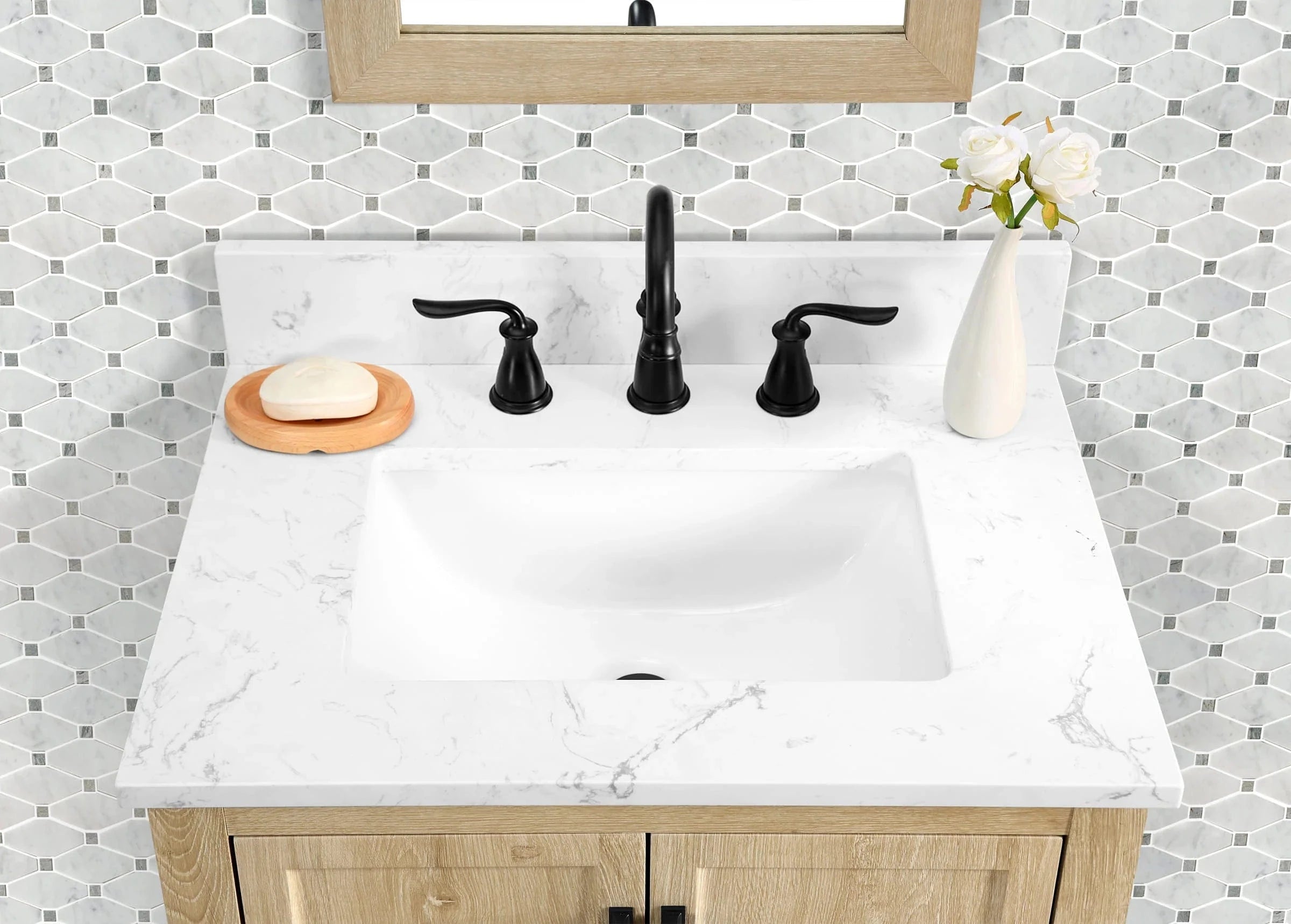 Hardin 30" Single Vanity With Carrara white Engineered Stone Top Horizon Tile