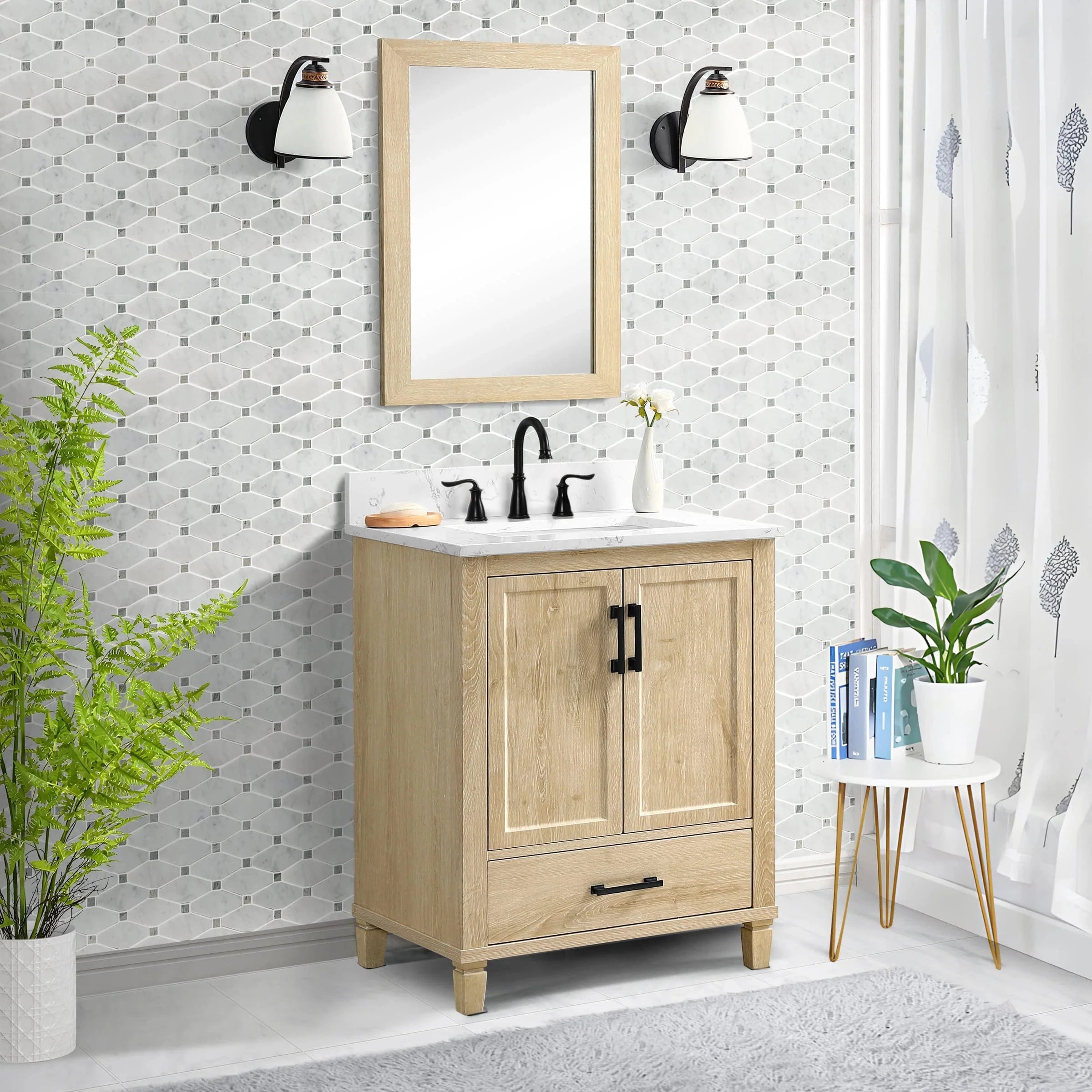 Hardin 30" Single Vanity With Carrara white Engineered Stone Top Horizon Tile