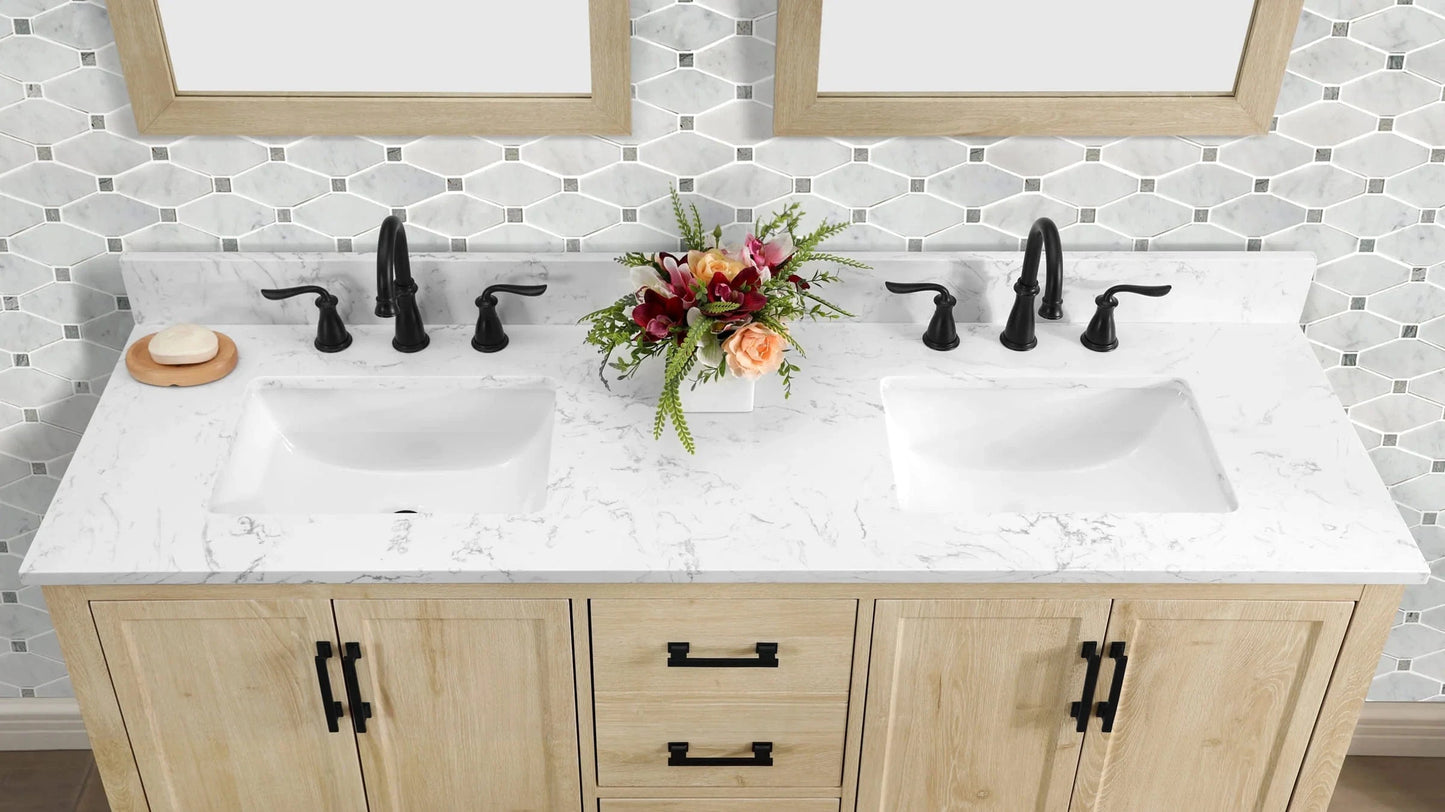 Hardin 60" Single Vanity With Carrara white Engineered Stone Top Horizon Tile