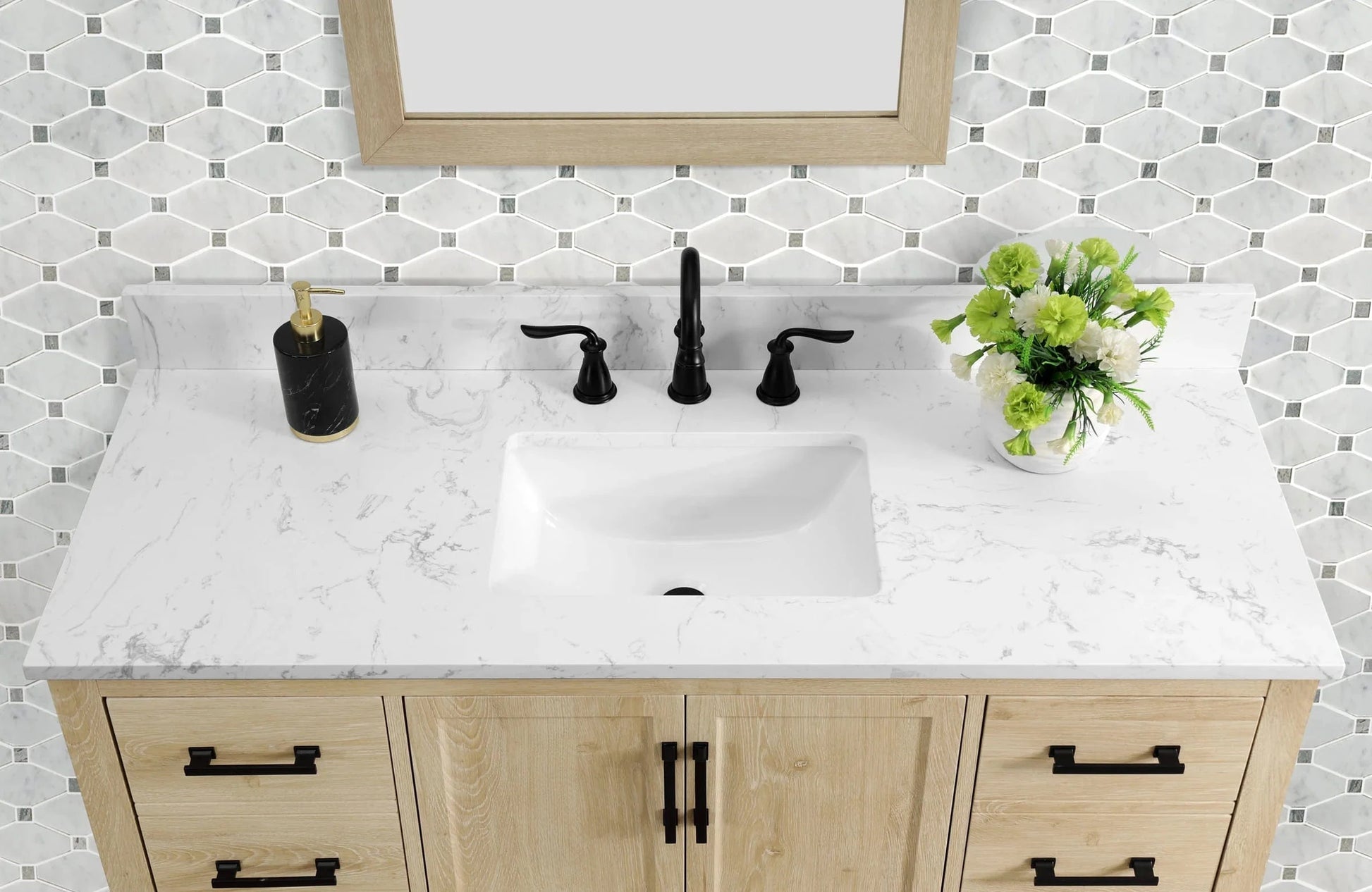 Hardin 48" Single Vanity With Carrara white Engineered Stone Top Horizon Tile