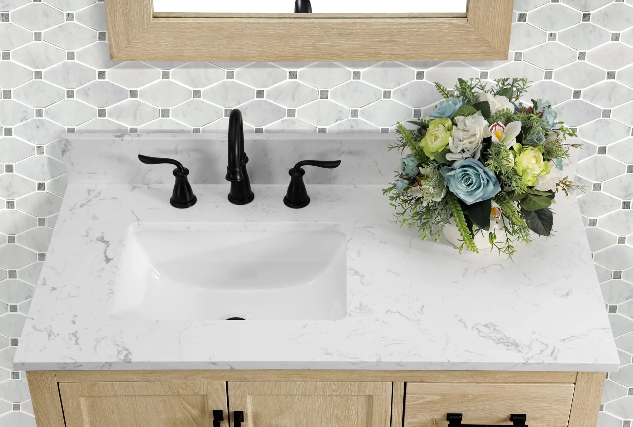 Hardin 36" Single Vanity With Carrara white Engineered Stone Top Horizon Tile