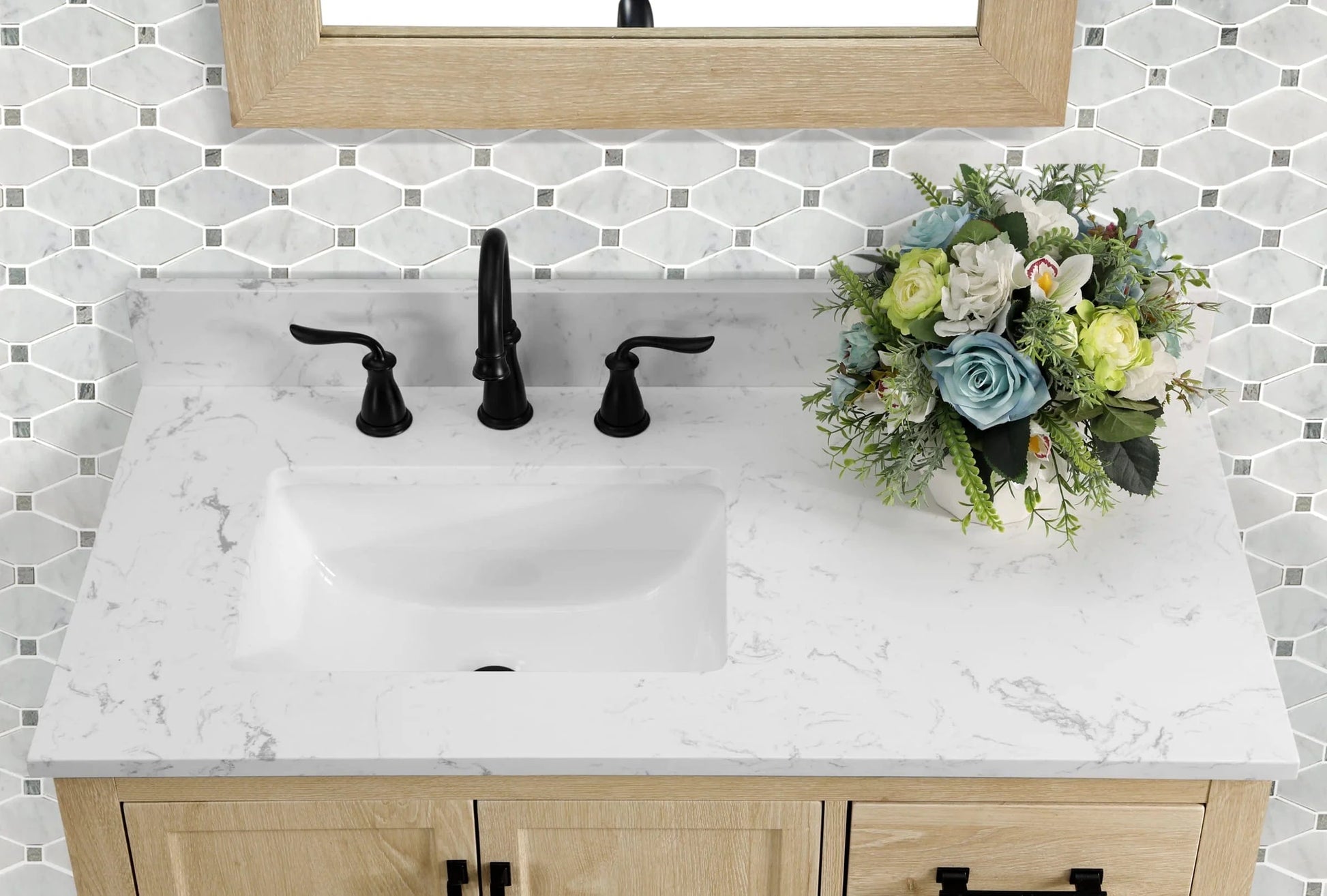 Hardin 36" Single Vanity With Carrara white Engineered Stone Top Horizon Tile