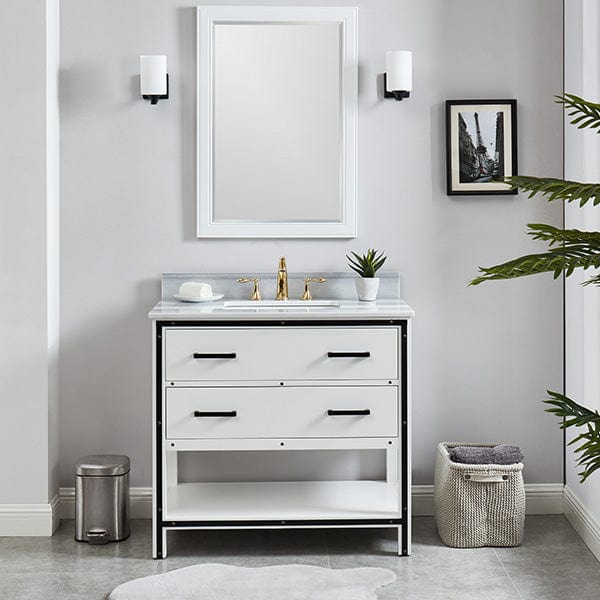 Hendrick 36" Dove White Vanity Combo with Turkey Marmara White Marble Top Horizon Tile