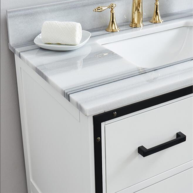 Hendrick 36" Dove White Vanity Combo with Turkey Marmara White Marble Top Horizon Tile