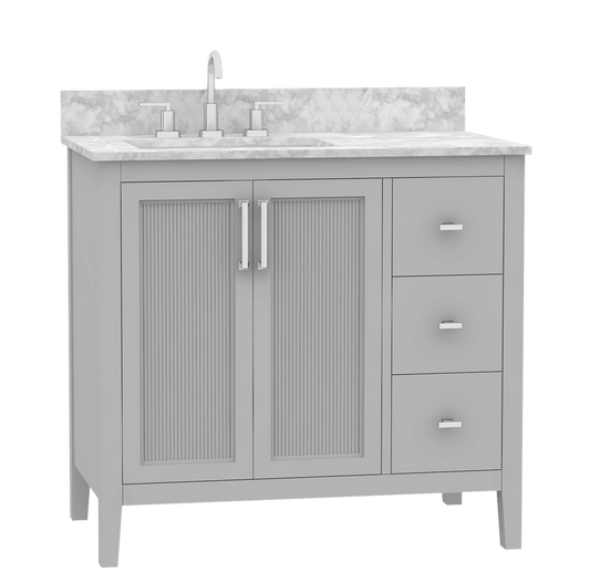 Hollister 36" Light Gray Vanity Combo with Sintered Stone Top Horizon Tile