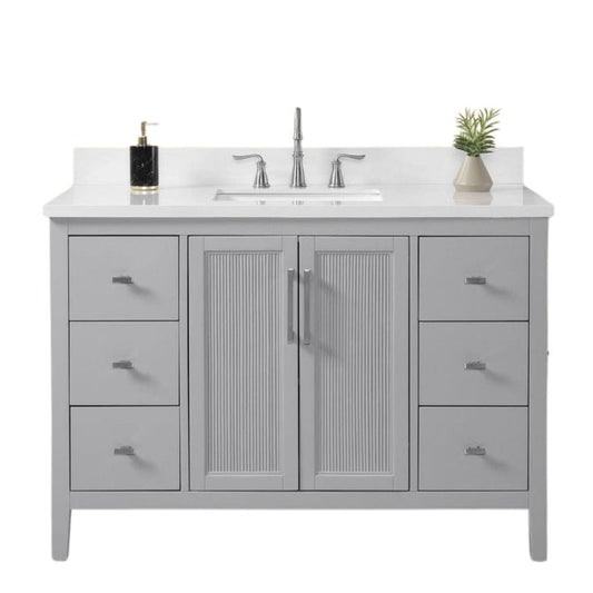 Hollister 48" Light Gray Vanity Combo with Sintered Stone Top Horizon Tile