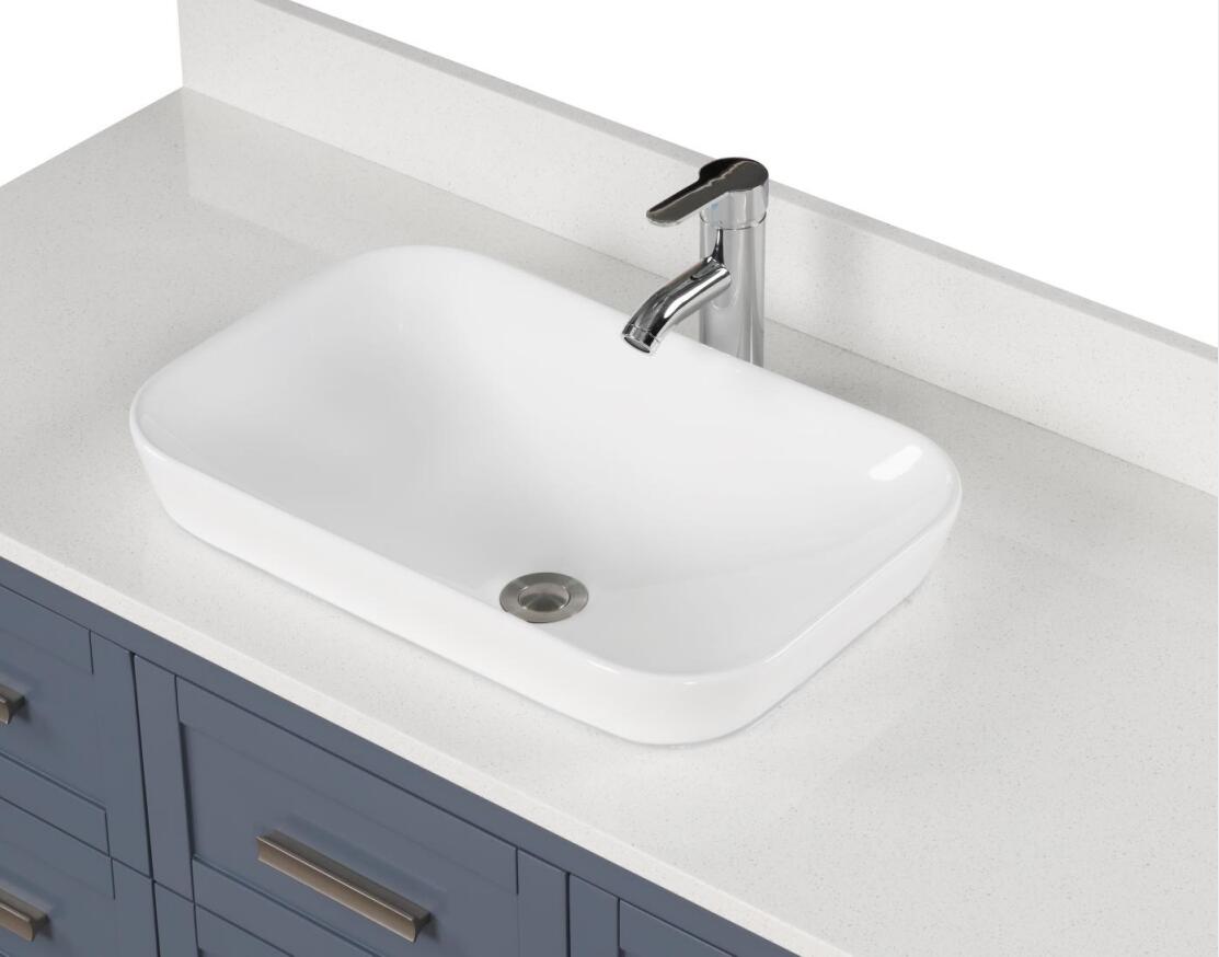 James 48" Steel Bule Single Sink Bathroom Vanity with Cultured Marble Vanity Top Horizon Tile