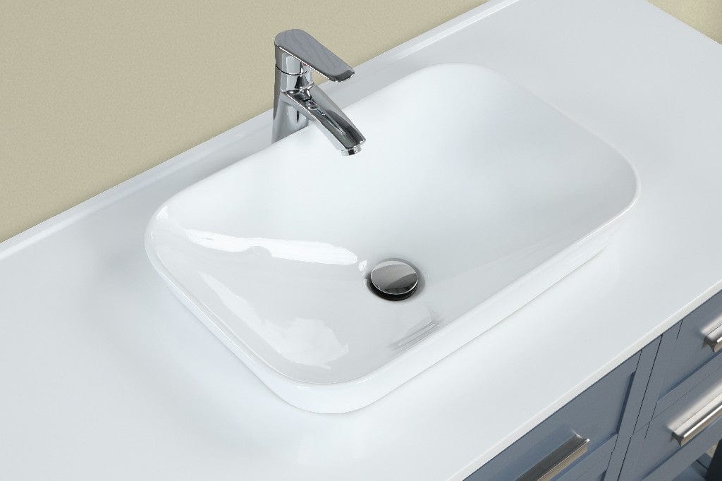 James 48" Steel Bule Single Sink Bathroom Vanity with Cultured Marble Vanity Top Horizon Tile