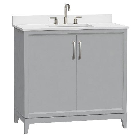 Luton 36" Light Gray Vanity Combo with Snow White Quartz Top Horizon Tile