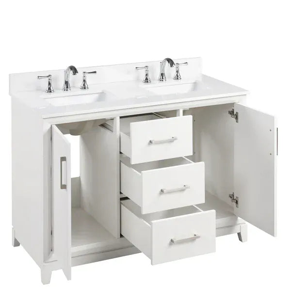 OasisTile Modare 48"Dove White Vanity Combo with Snow White Quartz Top Horizon Tile
