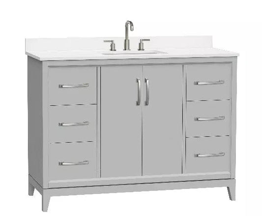 OasisTile Modare 48" Light Gray Vanity Combo with Snow White Quartz Top Horizon Tile