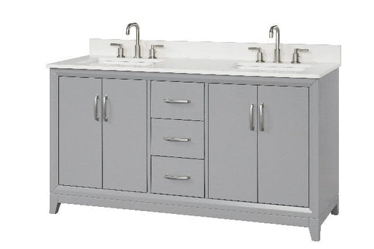 Luton 60" Light Gray Vanity Combo with Snow White Quartz Top Horizon Tile