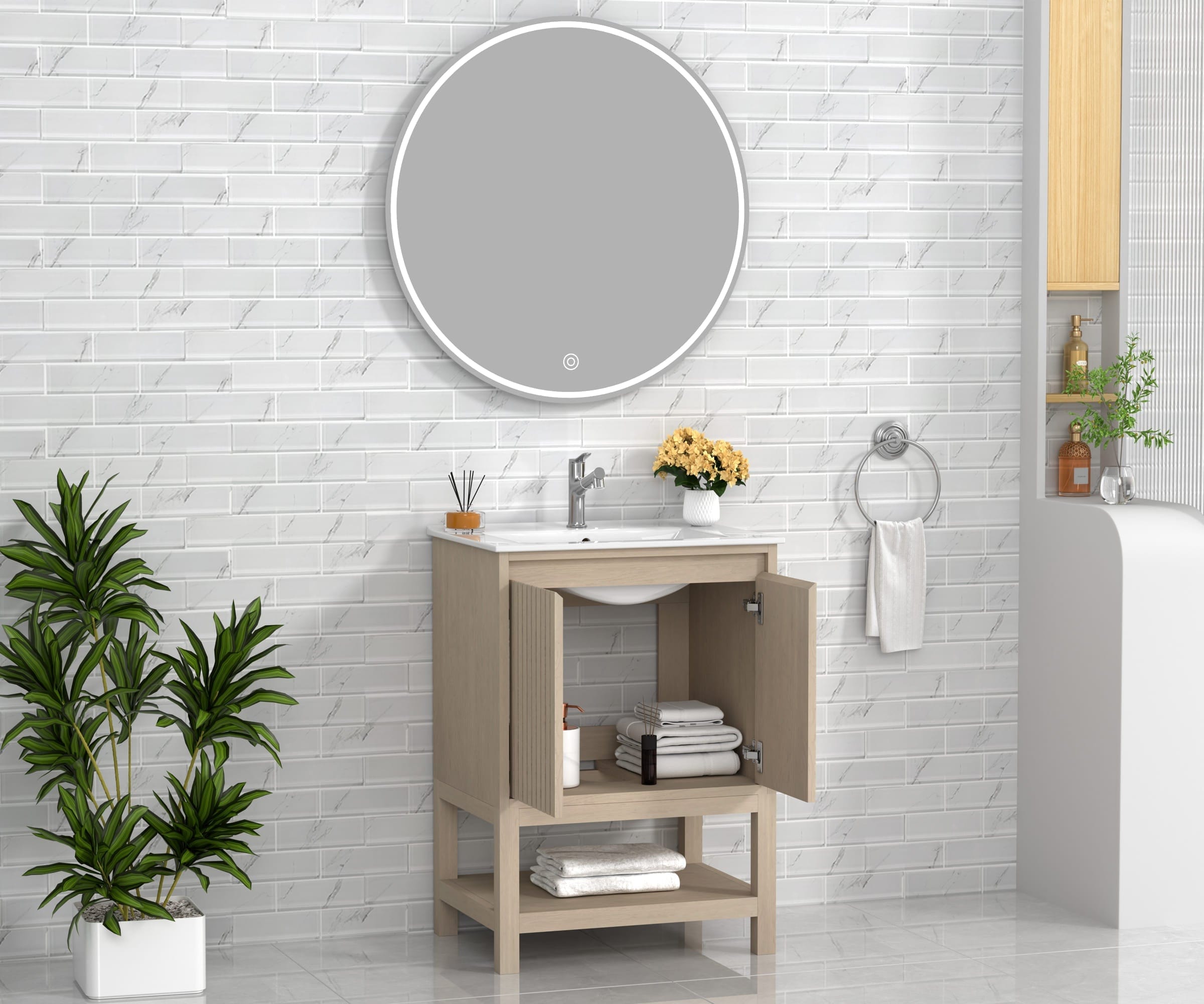 Mena 24" Single Vanity With Porcelain Top Horizon Tile