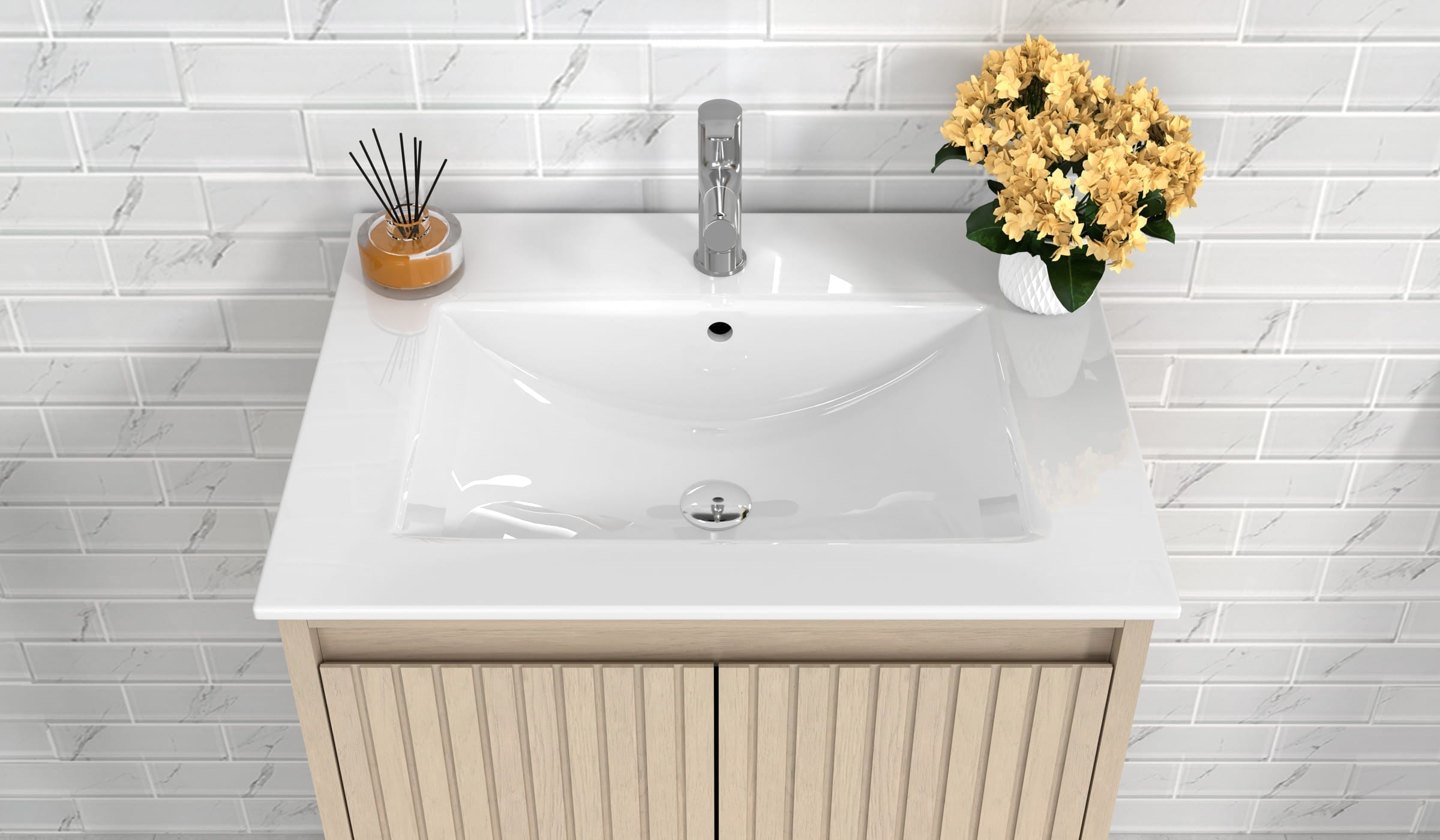 Mena 24" Single Vanity With Porcelain Top Horizon Tile
