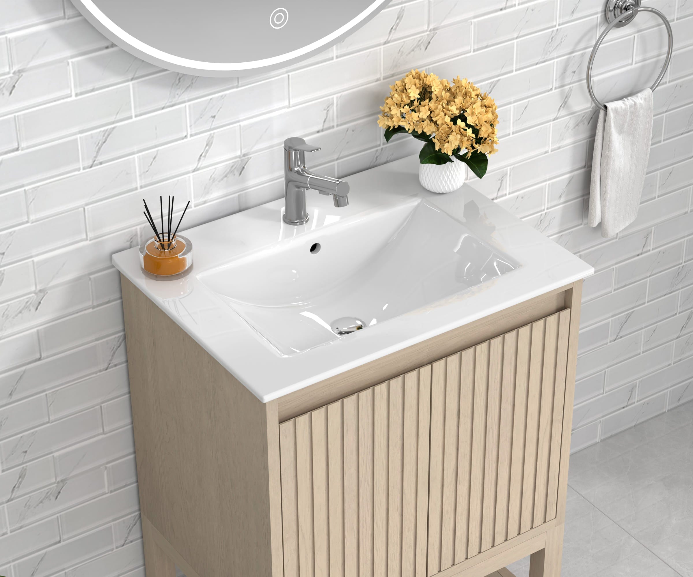 Mena 24" Single Vanity With Porcelain Top Horizon Tile