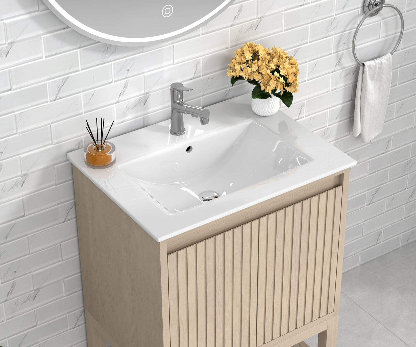 Mena 24" Single Vanity With Porcelain Top Horizon Tile