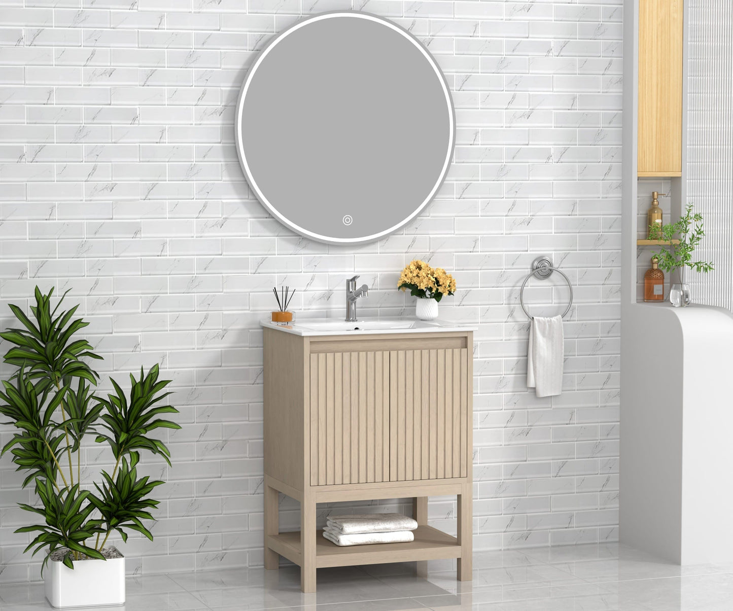 Mena 24" Single Vanity With Porcelain Top Horizon Tile