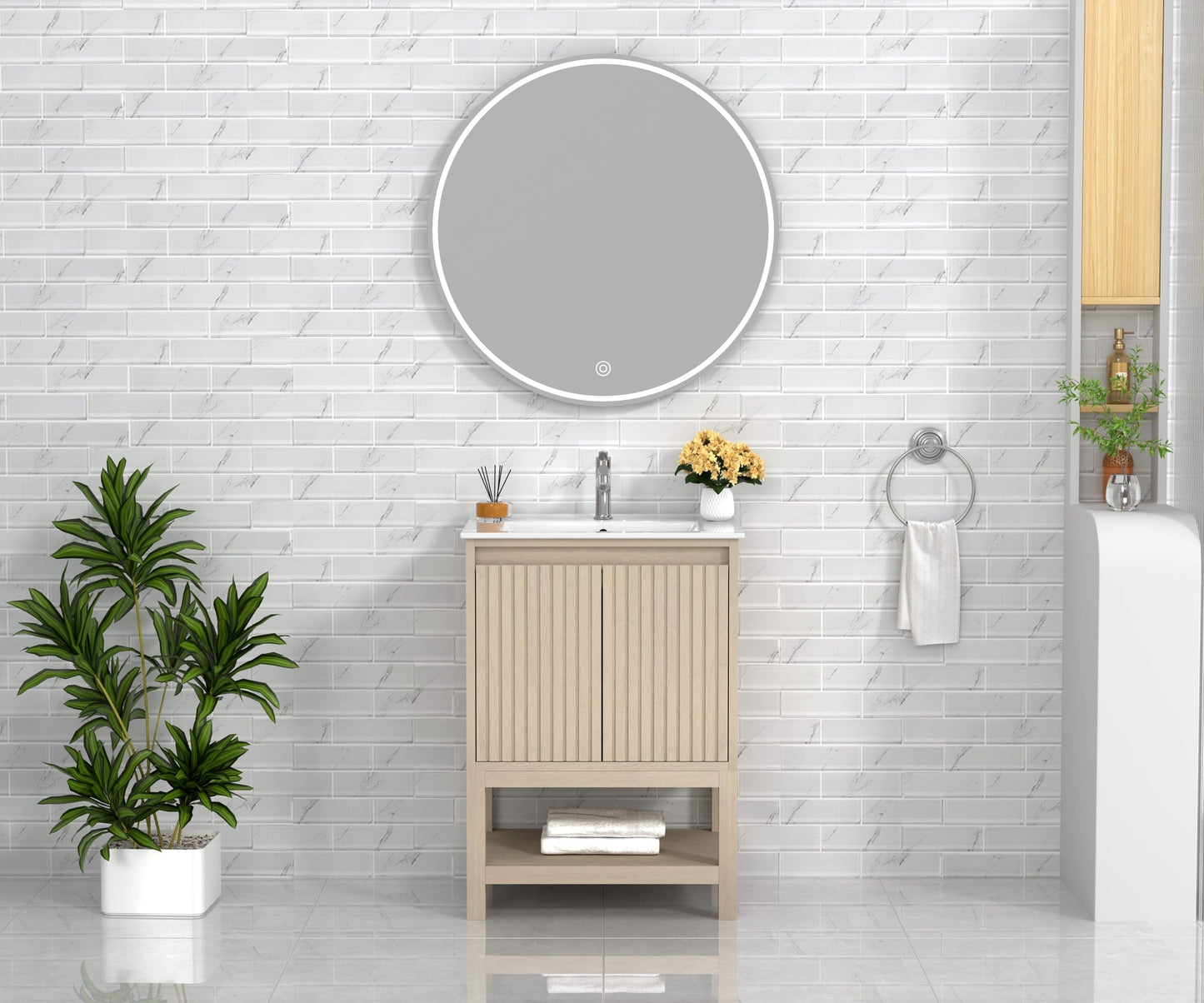 Mena 24" Single Vanity With Porcelain Top Horizon Tile