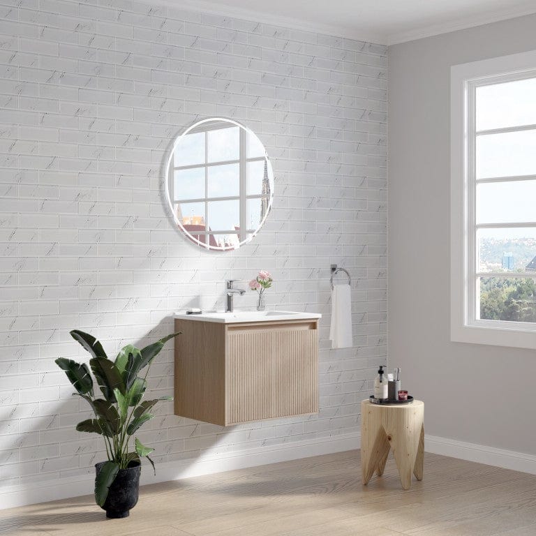 Mena 24" Vanity Natural Wood With Porcelain Top Horizon Tile