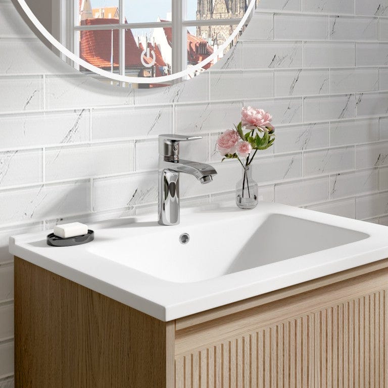 Mena 24" Vanity Natural Wood With Porcelain Top Horizon Tile