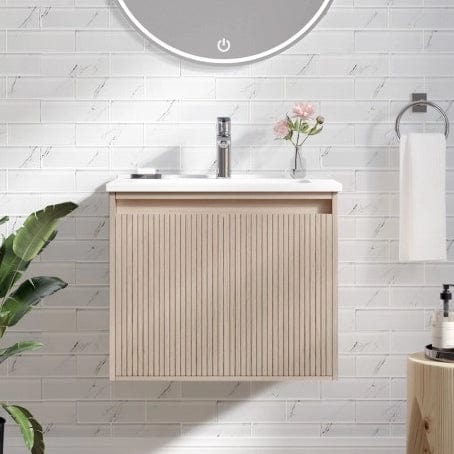 Mena 24" Vanity Natural Wood With Porcelain Top Horizon Tile