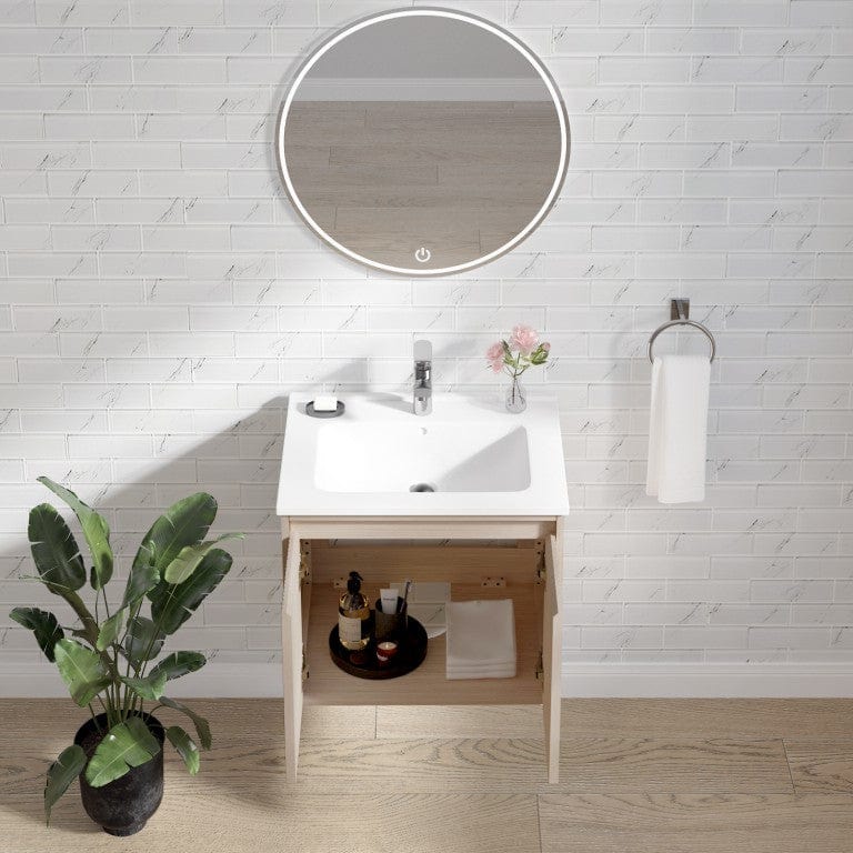 Mena 24" Vanity Natural Wood With Porcelain Top Horizon Tile